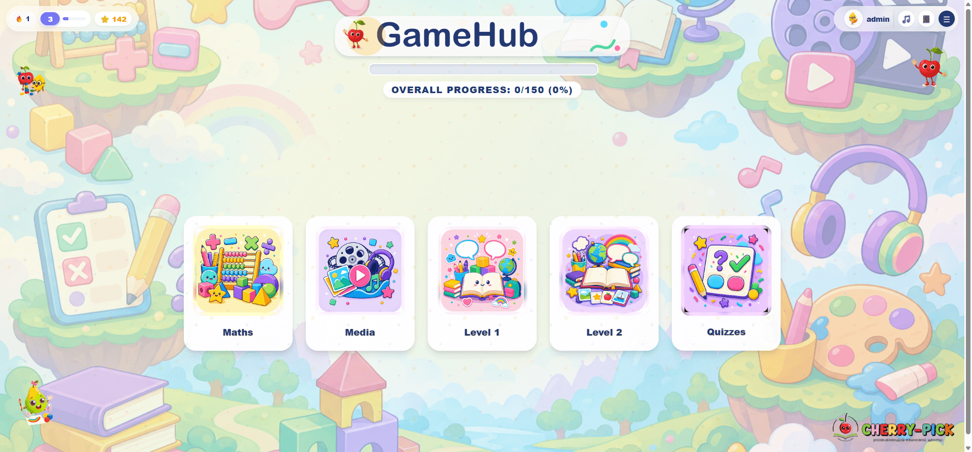 Скриншот проекта games.cherry-pick.ru